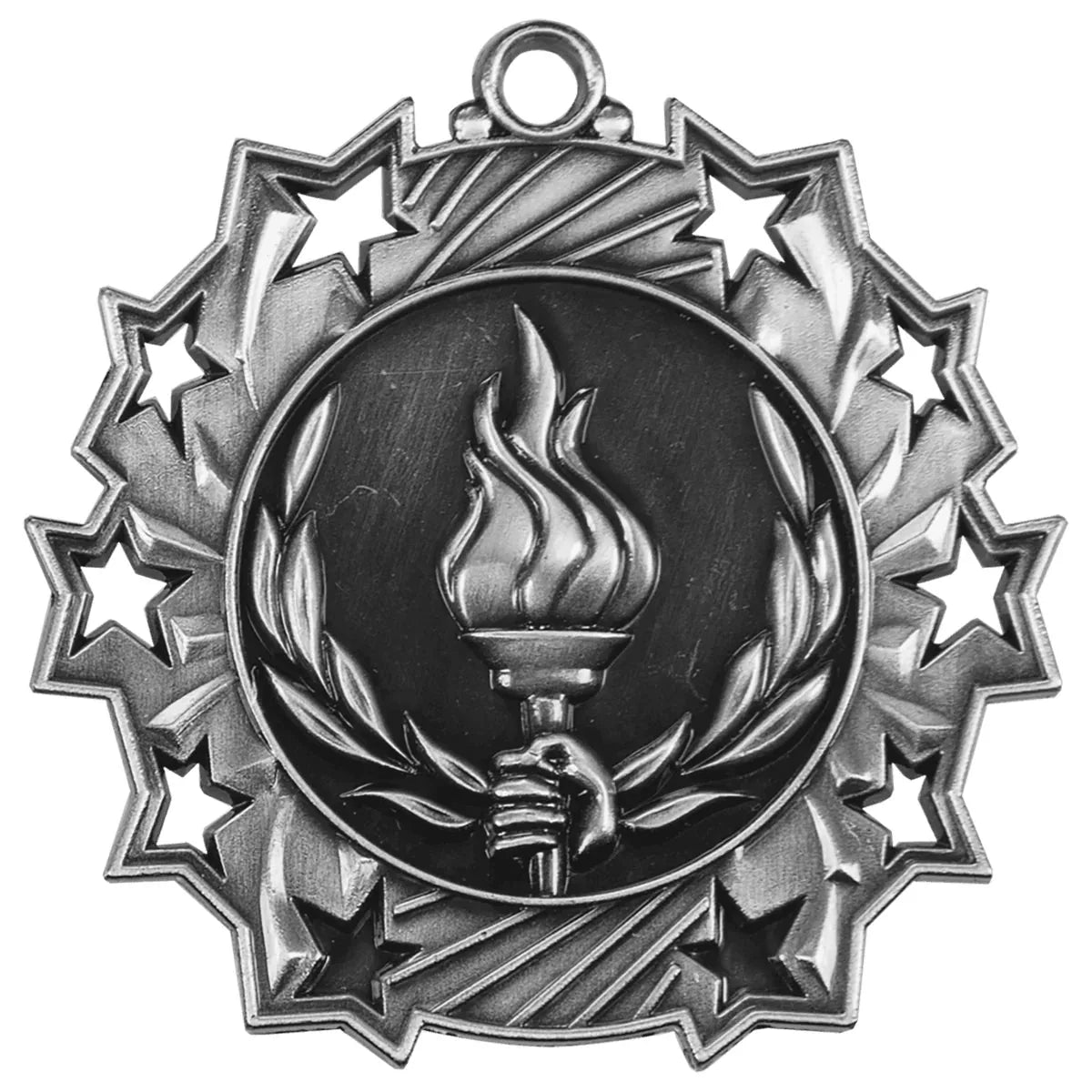 Antique Silver 2 1/4" Victory Ten Star Medal