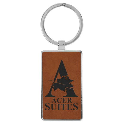 Rawhide 2 3/4" x 1 1/4" Laserable Leatherette/Metal Rectangle Keychain