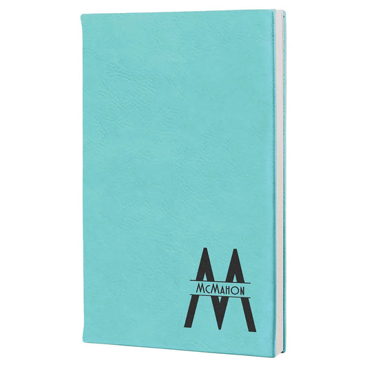 Teal 5 1/4" x 8 1/4" Laserable Leatherette Journal with Lined Notepad