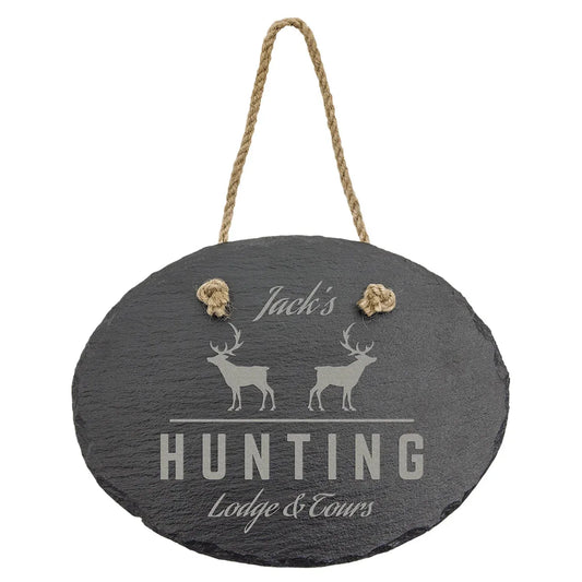 7 3/4" x 6" Oval Slate Decor with Hanger String