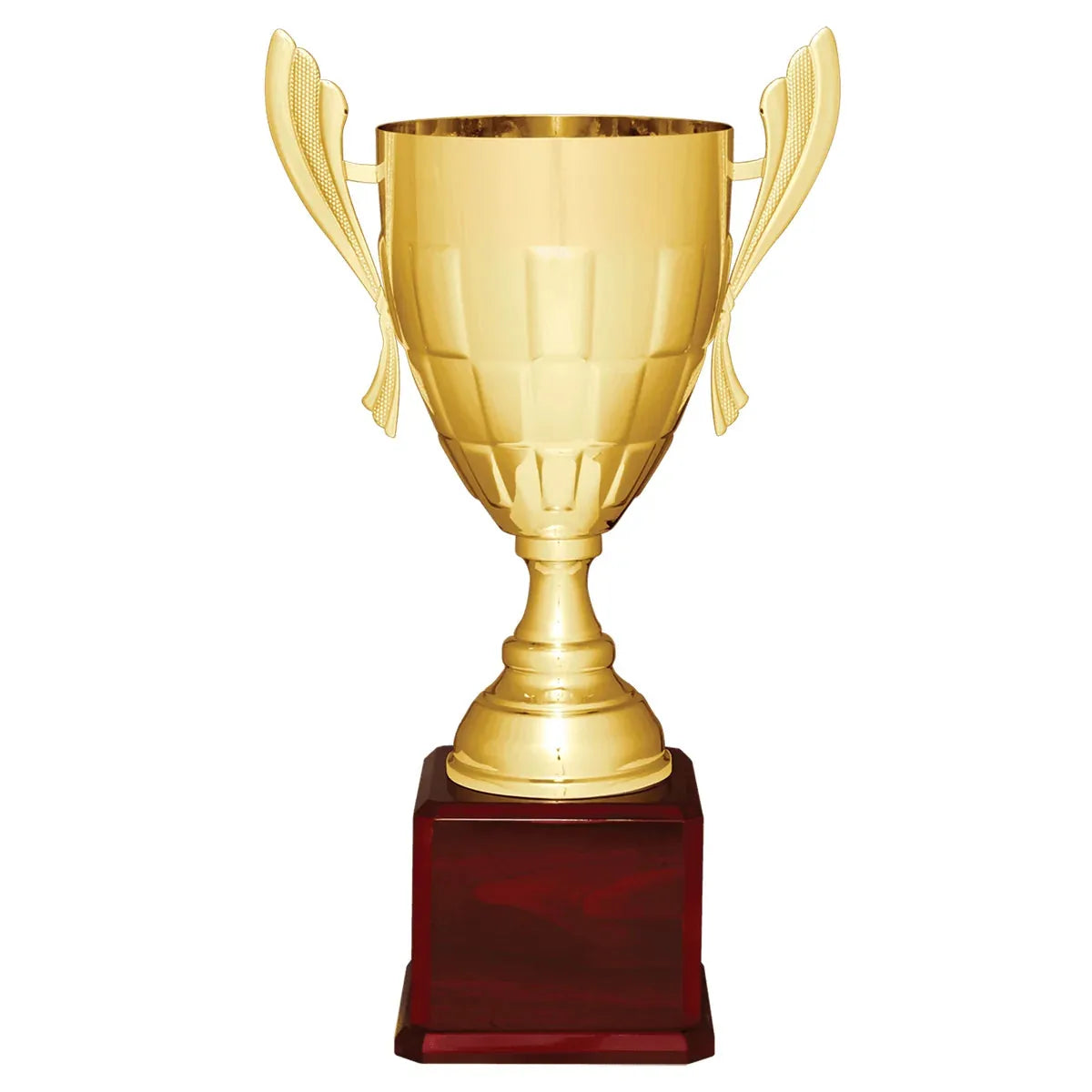 Gold Completed Metal Cup Trophy on Rosewood Royal 22" Piano Finish Base