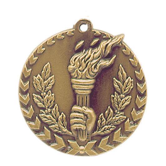 Antique Gold 1 3/4" Torch Millennium Medal