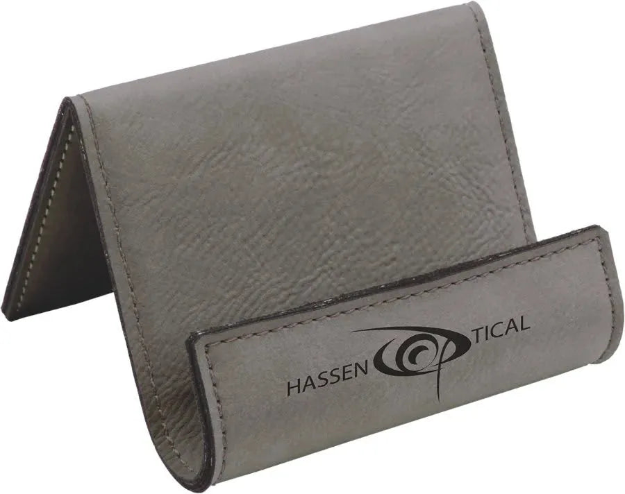 Gray 3 1/2" x 2 1/2" Laserable Leatherette Holder Easel