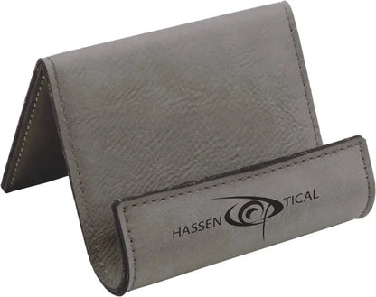 Gray 3 1/2" x 2 1/2" Laserable Leatherette Holder Easel