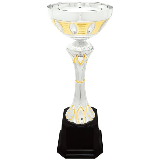 Silver/Gold 2 12" Completed Metal Cup Trophy on Plastic Base