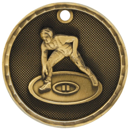 Antique Gold 2" 3D Wrestling Medal