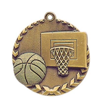 Antique Gold 1 3/4" Basketball Millennium Medal