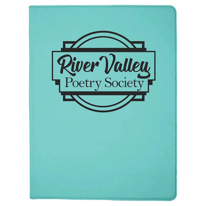 Teal 9 1/2" x 12" Laserable Leatherette Portfolio with Notepad