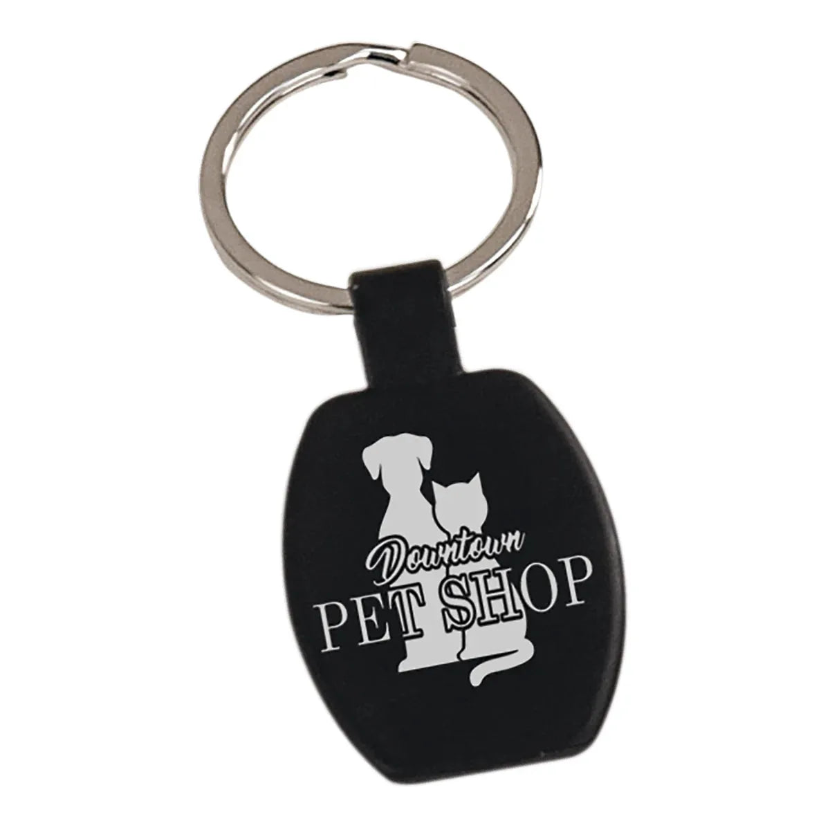 Black 1 5/8" Laserable Rectangle Keychain