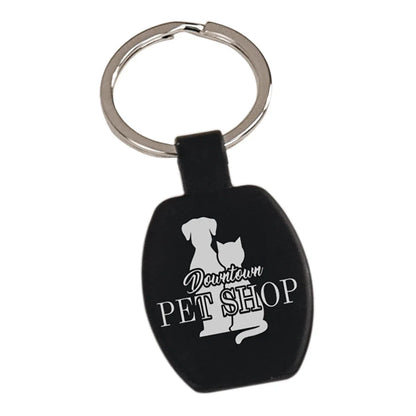 Black 1 5/8" Laserable Rectangle Keychain
