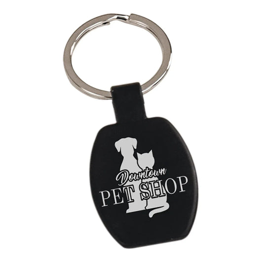 Black 1 5/8" Laserable Rectangle Keychain