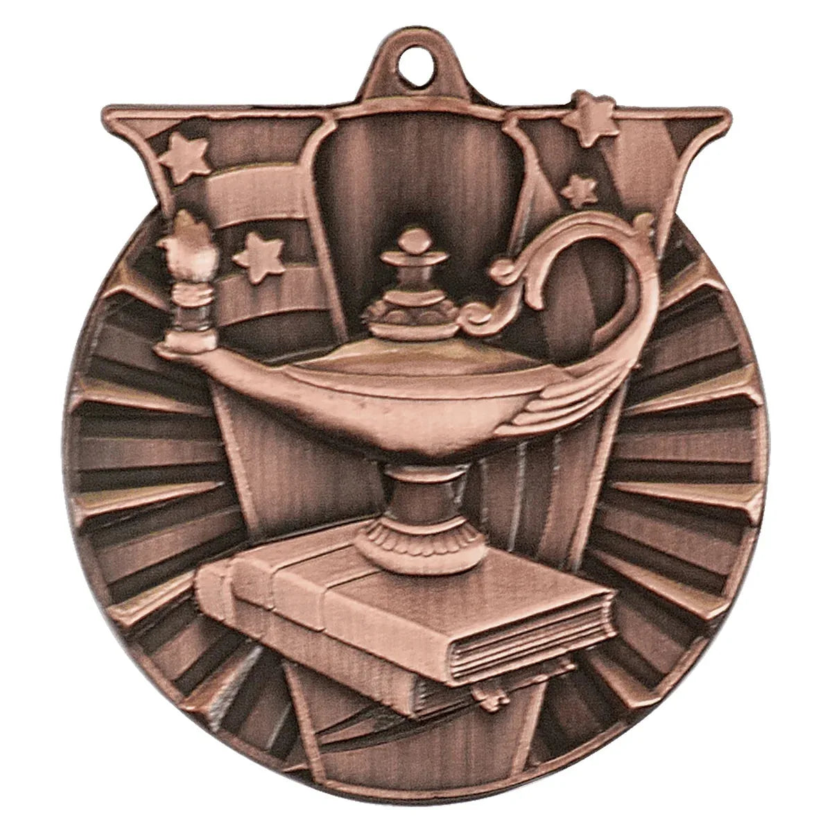 Antique Bronze 2" Lamp of Knowledge Victory Medal