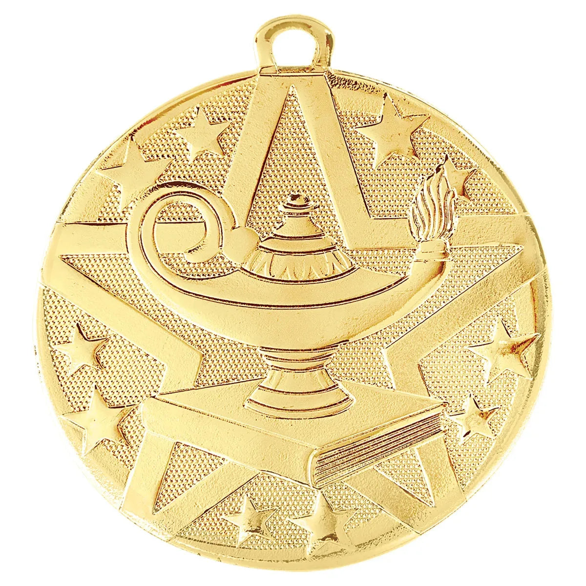 Gold 2" Superstar Lamp of Knowledge Medal
