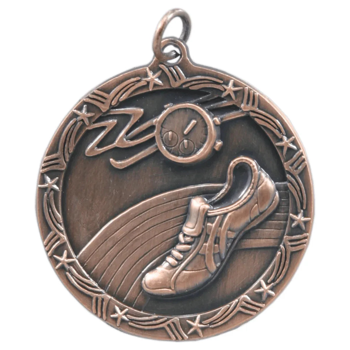Antique Bronze 1 3/4" Track Shooting Star Medal