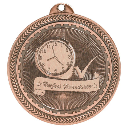 Antique Bronze 2" Perfect Attendance Laserable BriteLazer Medal
