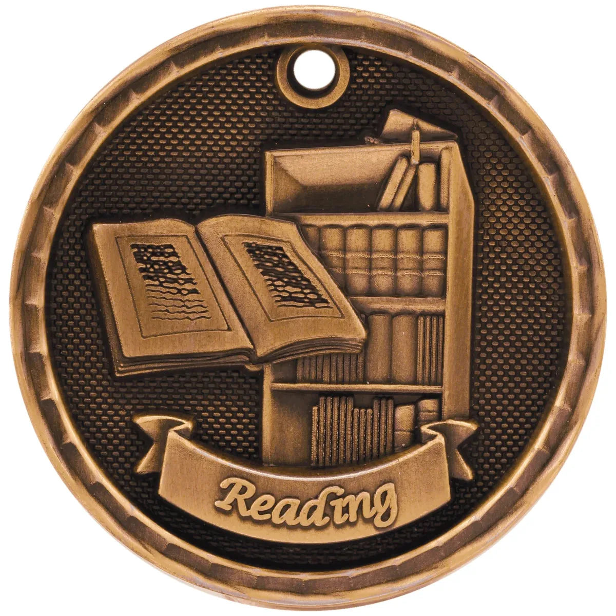 Antique Bronze 2" 3D Reading Medal