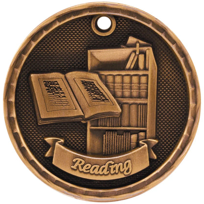 Antique Bronze 2" 3D Reading Medal