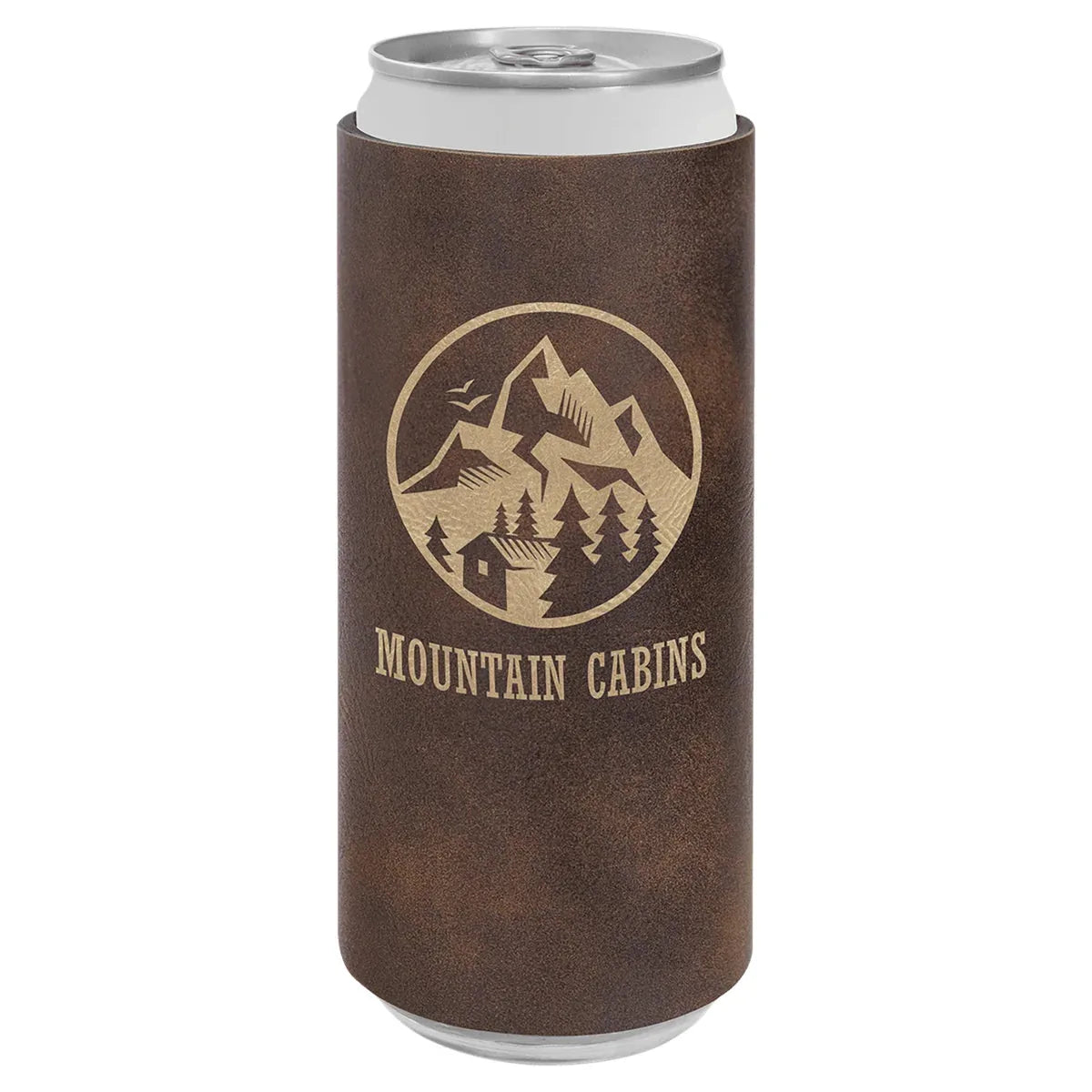 Rustic/Gold Laserable Leatherette Slim Beverage Holder