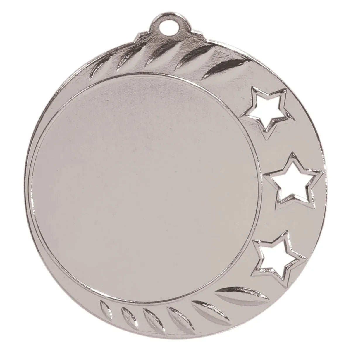 Bright Silver 2 3/4" 3-Star 2" Insert Holder Medal