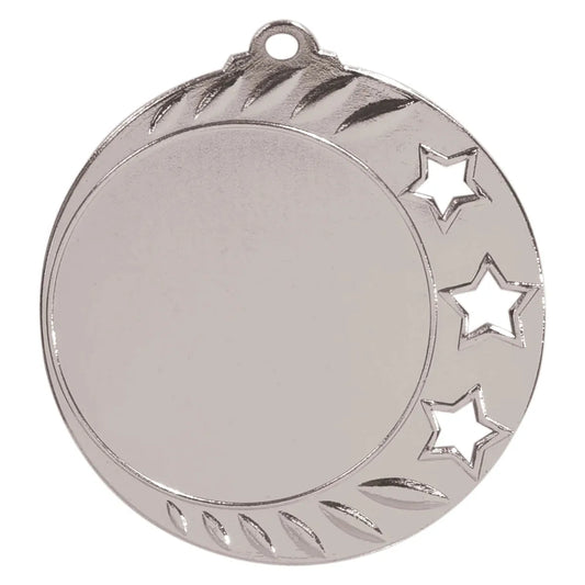 Bright Silver 2 3/4" 3-Star 2" Insert Holder Medal