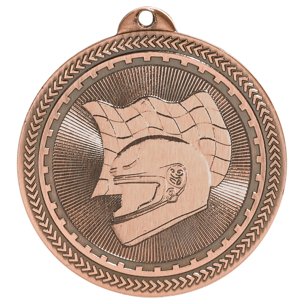 Antique Bronze 2" Racing Laserable BriteLazer Medal