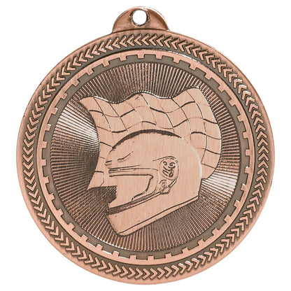 Antique Bronze 2" Racing Laserable BriteLazer Medal
