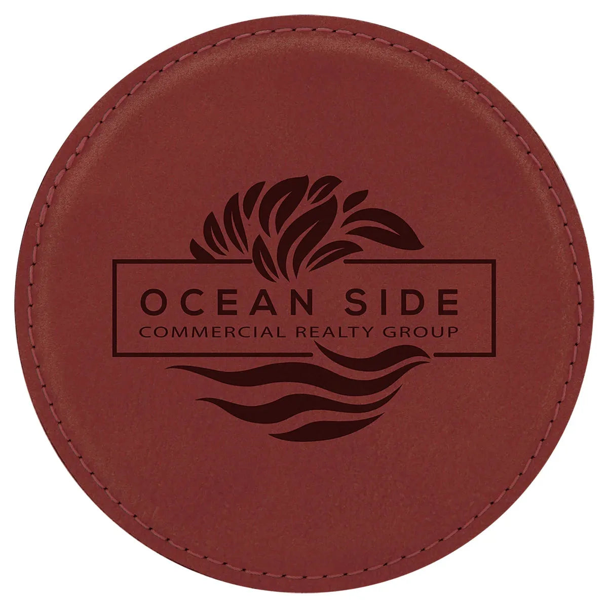 Rose 4" Round Laserable Leatherette Coaster
