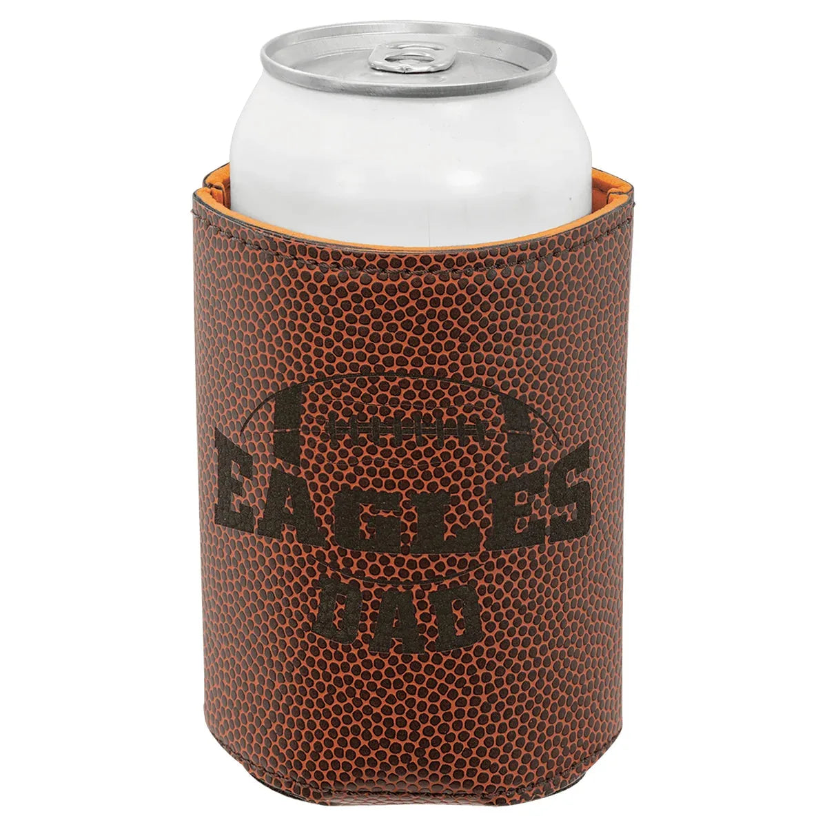 Football 3 3/4" Laserable Leatherette Beverage Holder