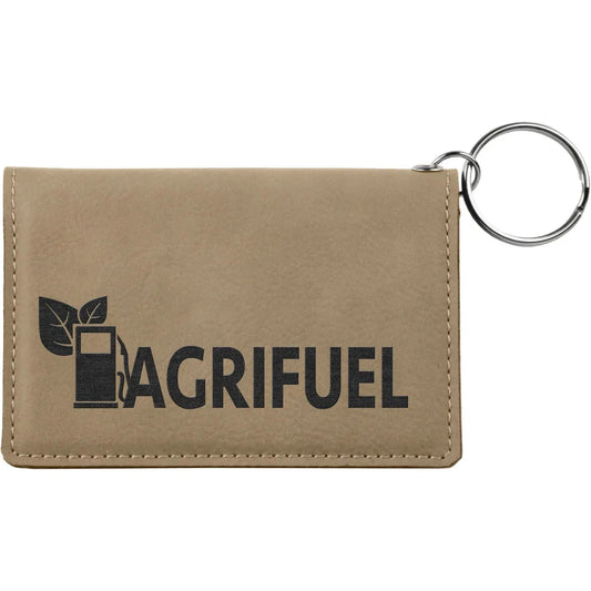 Light Brown 4 1/4" x 3" Laserable Leatherette Keychain ID Holder