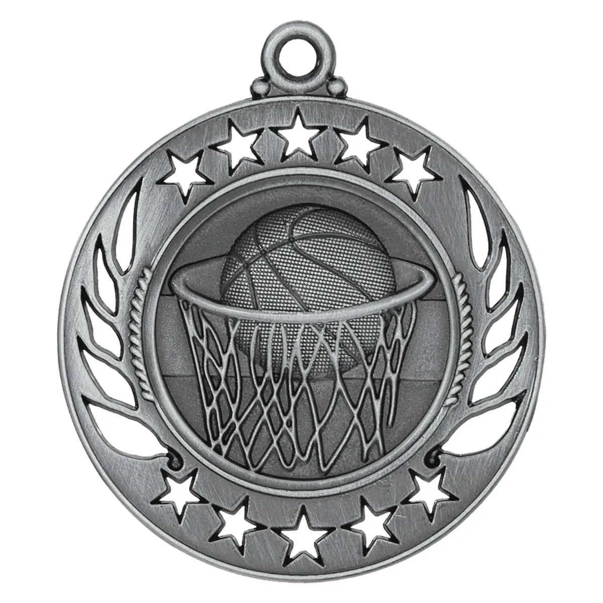 Antique Silver 2 1/4" Basketball Galaxy Medal
