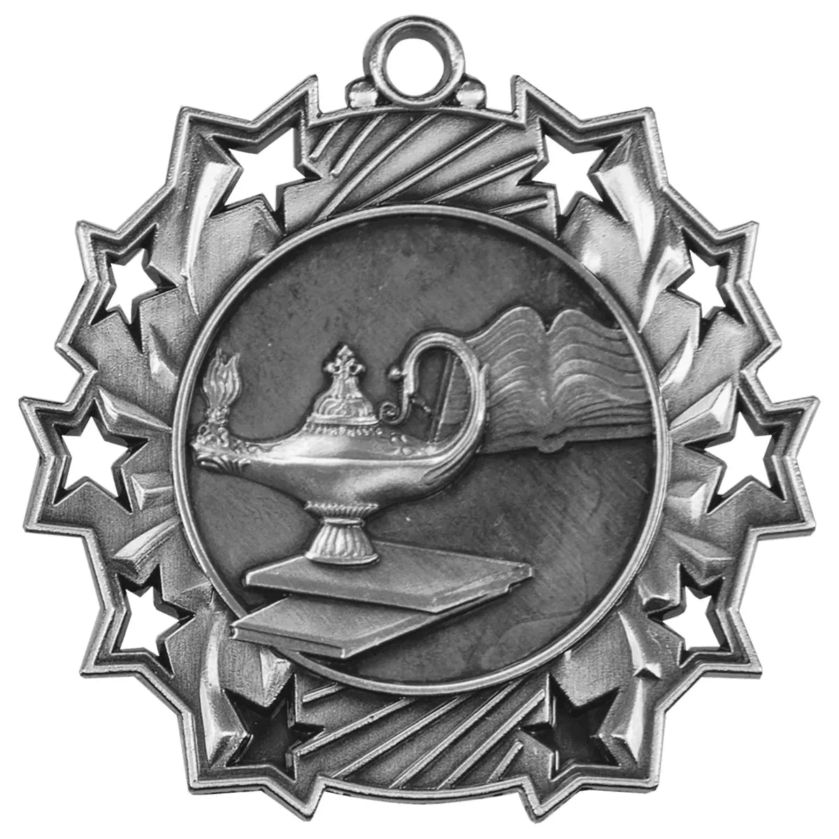 Antique Silver 2 1/4" Graduate Ten Star Medal