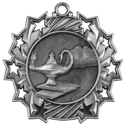 Antique Silver 2 1/4" Graduate Ten Star Medal