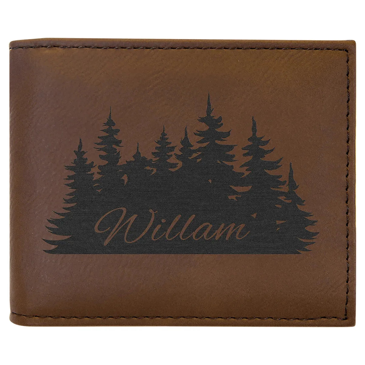 Dark Brown Laserable Leatherette Bi-Fold Wallet w/Flip ID Display