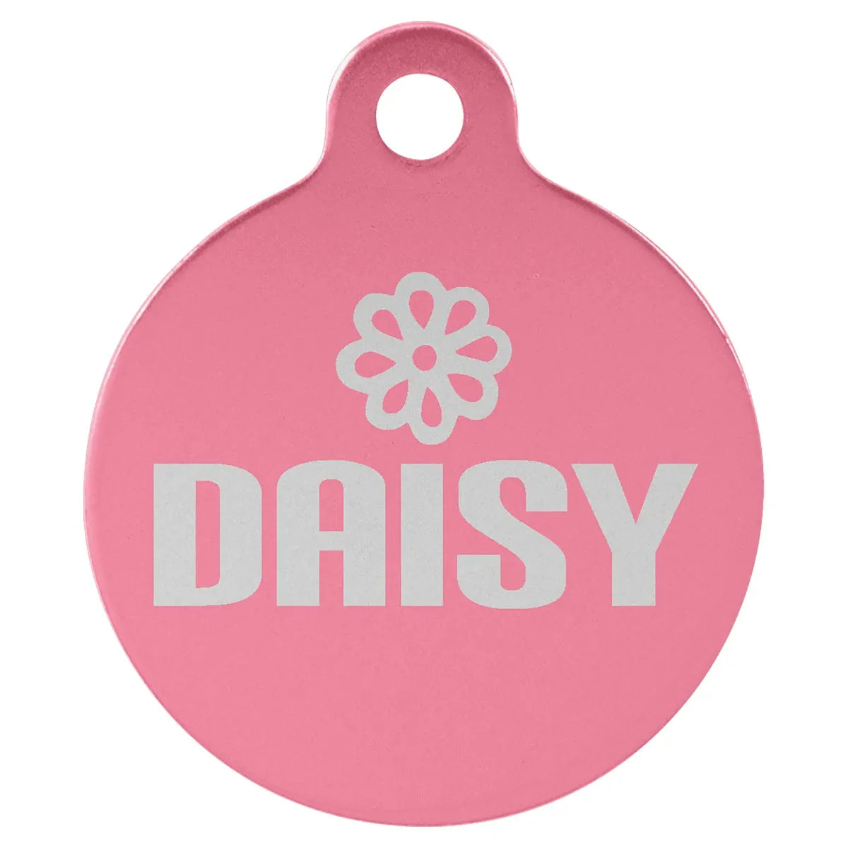 Pink 1 1/4" Laserable Anodized Aluminum Round Pet Tag with Tab