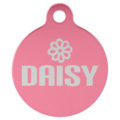 Pink 1 1/4" Laserable Anodized Aluminum Round Pet Tag with Tab