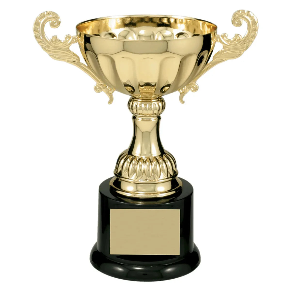 Gold 7 1/2" Completed Metal Cup Trophy on Plastic Base