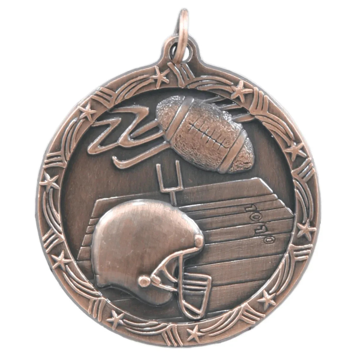 Antique Bronze 1 3/4" Football Shooting Star Medal