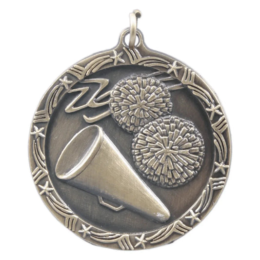 Antique Gold 1 3/4" Cheer Shooting Star Medal
