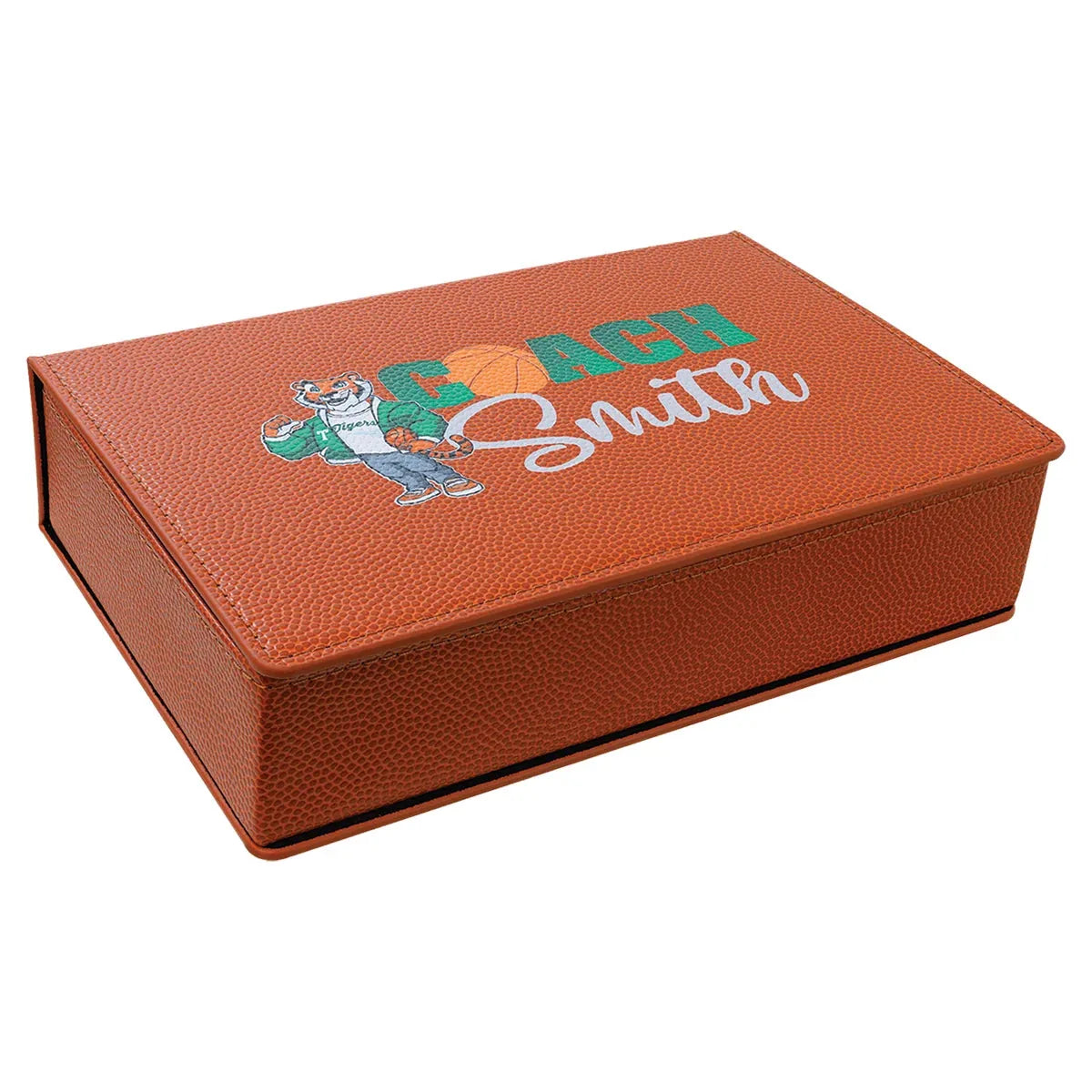 Basketball 6 oz. Laserable Leatherette Flask Gift Set