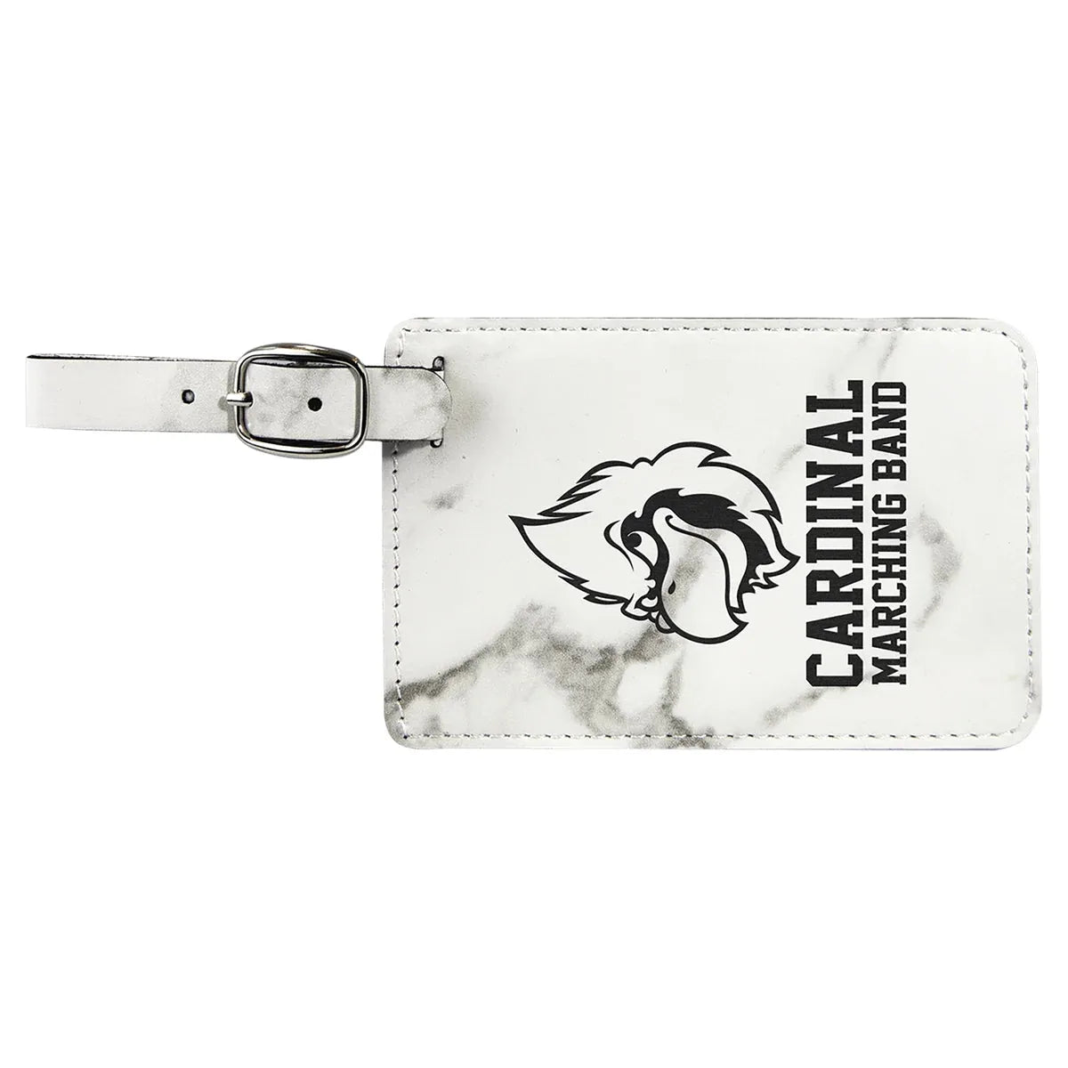 White Marble 4 1/4" x 2 3/4" Laserable Leatherette Luggage Tag