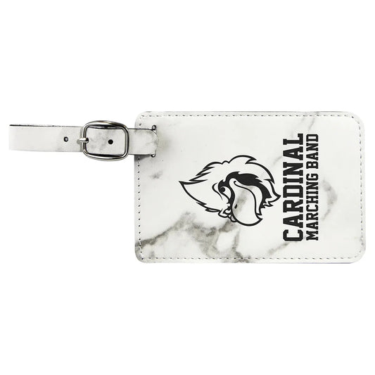 White Marble 4 1/4" x 2 3/4" Laserable Leatherette Luggage Tag