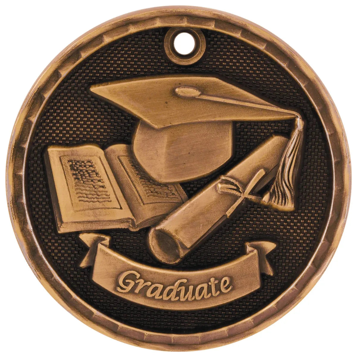 Antique Bronze 2" 3D Graduate Medal