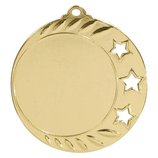 Bright Gold 2 3/4" 3-Star 2" Insert Holder Medal