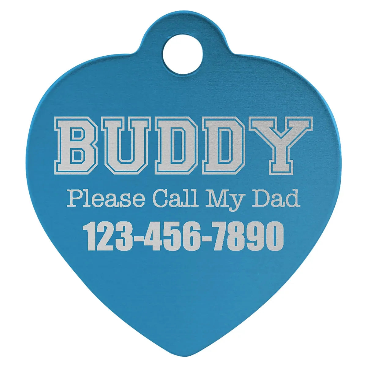 Blue 1 1/4" x 1 1/4" Laserable Anodized Aluminum Heart Pet Tag