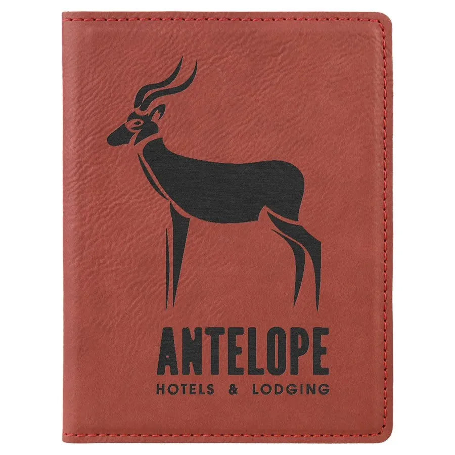 Rose 4 1/4" x 5 1/2" Laserable Leatherette Passport Holder