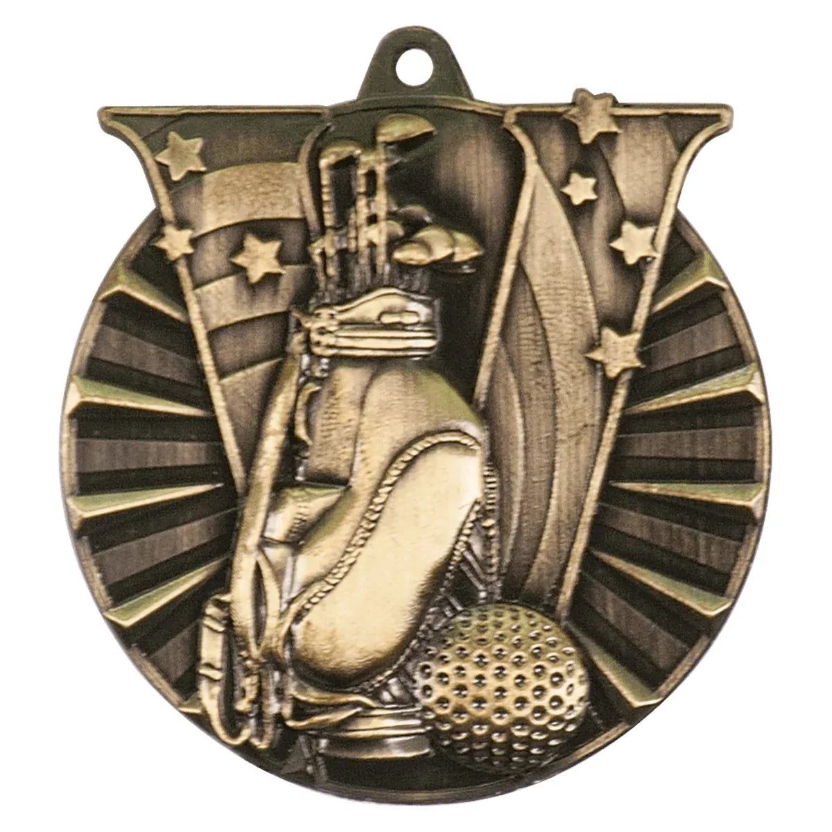 Antique Gold 2" Golf Victory Medal