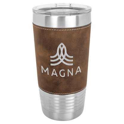 Rustic/Silver Laserable Leatherette Tumbler with Clear Polar Camel 20 oz. Lid