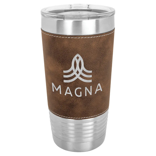 Rustic/Silver Laserable Leatherette Tumbler with Clear Polar Camel 20 oz. Lid