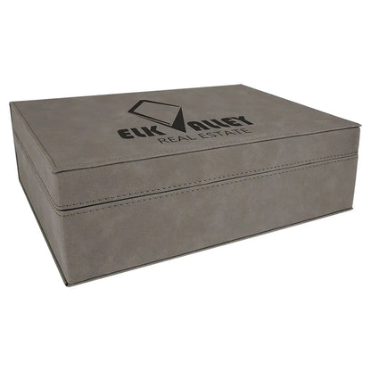 Gray 10 1/4" x 7 1/2" Laserable Leatherette Premium Gift Box