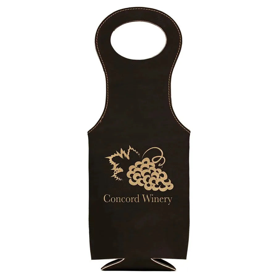 Black/Gold Laserable Leatherette Wine Bag